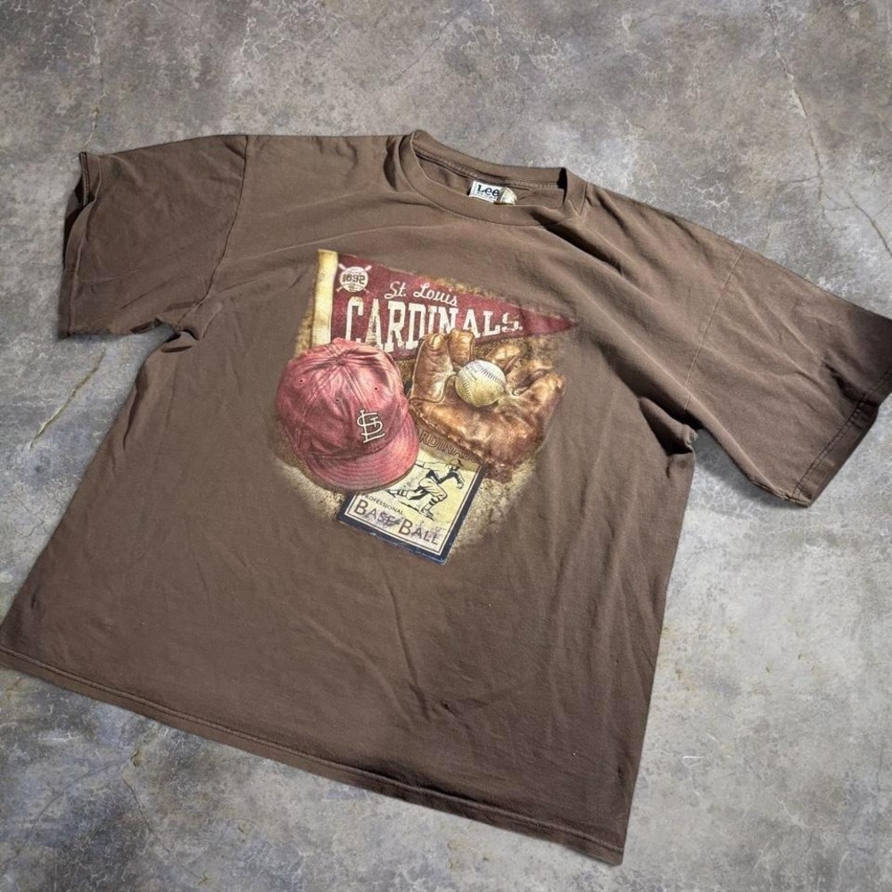 Vintage Lee Sport St. Louis Cardinals Baseball Graphic T-Shirt Brown Size L